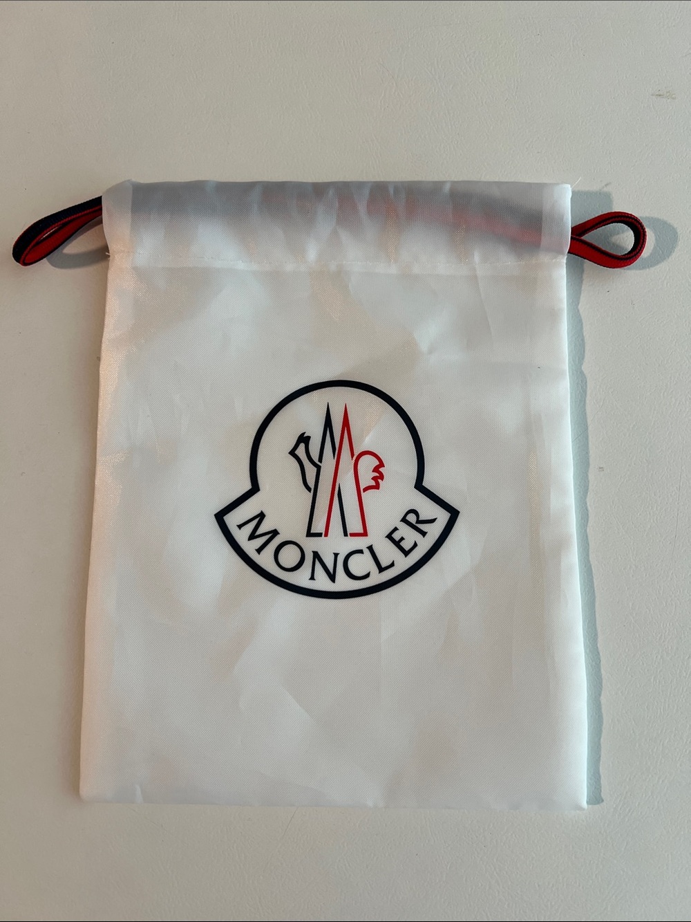 Moncler White Pouch with Black and Red Logo